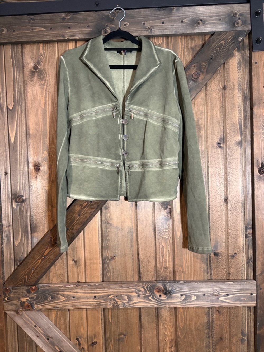 YEST Green Women's Suede Zip-Front Jacket